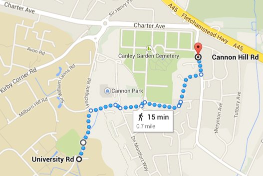 map to University