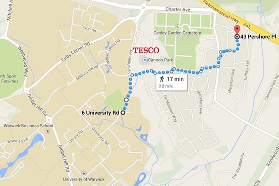 map to University